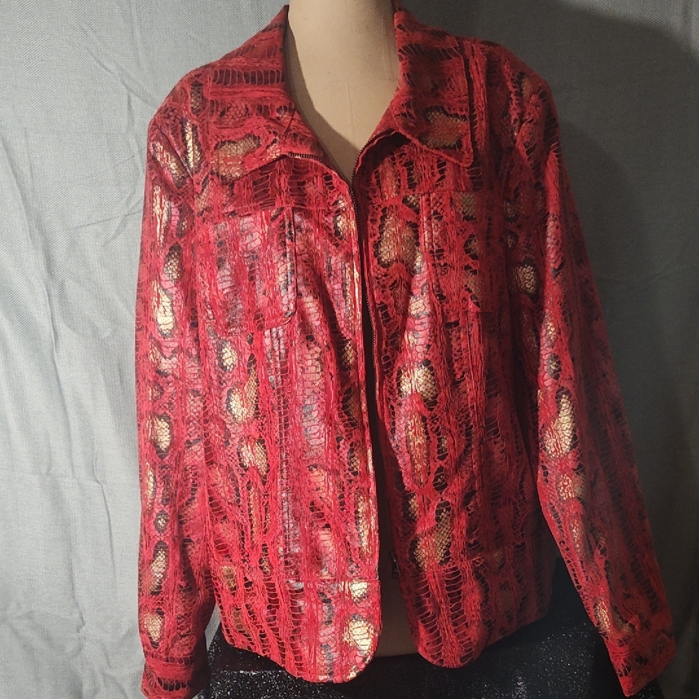 Erin London Red and Gold Snakeskin Jacket - Picture 1 of 5